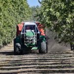 Tractor in orchard